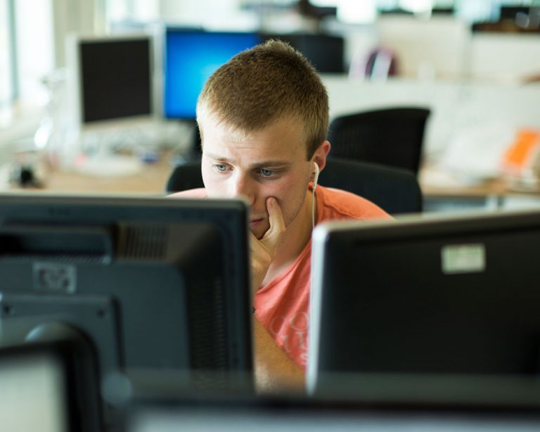 team member on computer